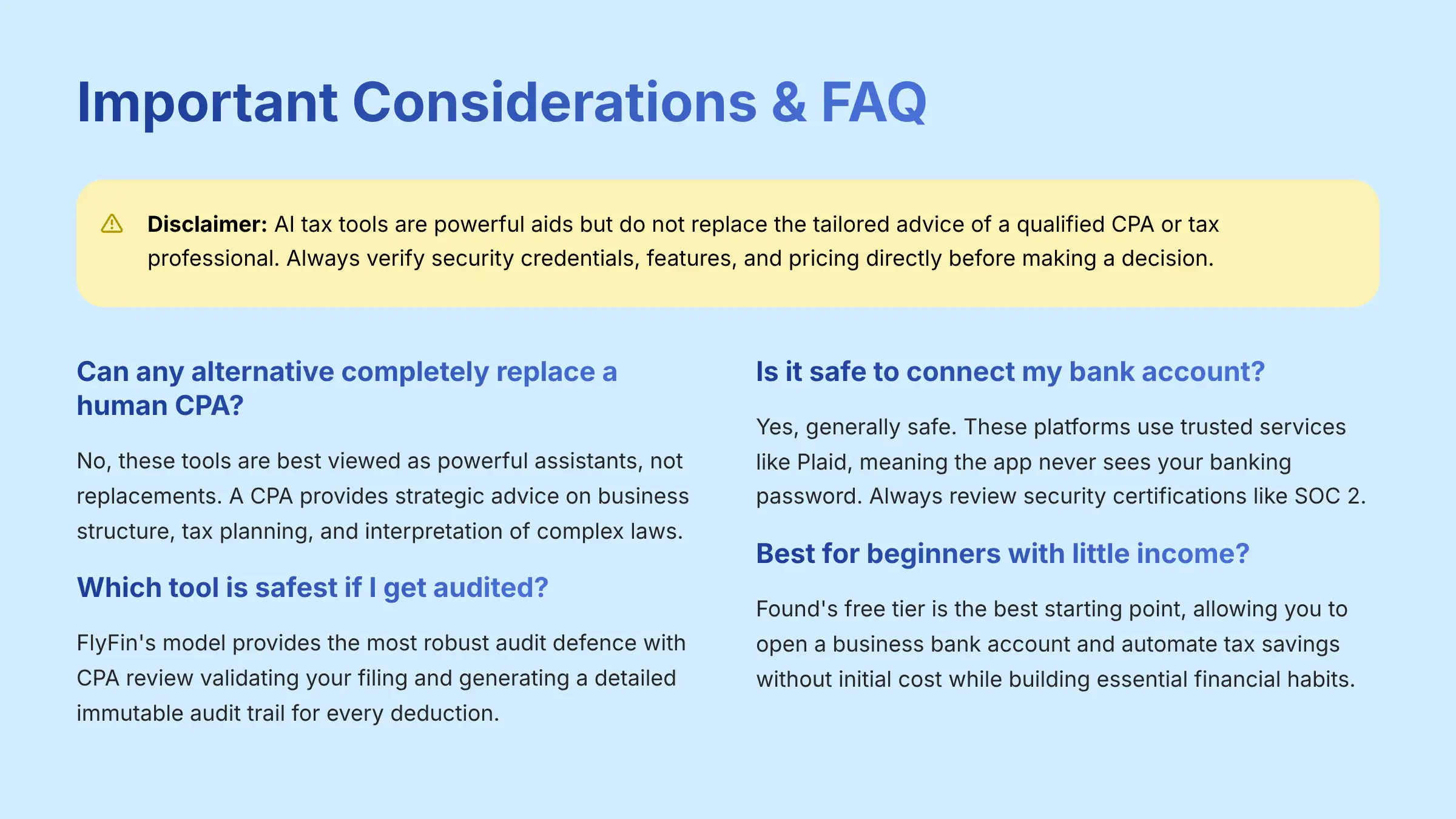 Important Considerations and FAQ