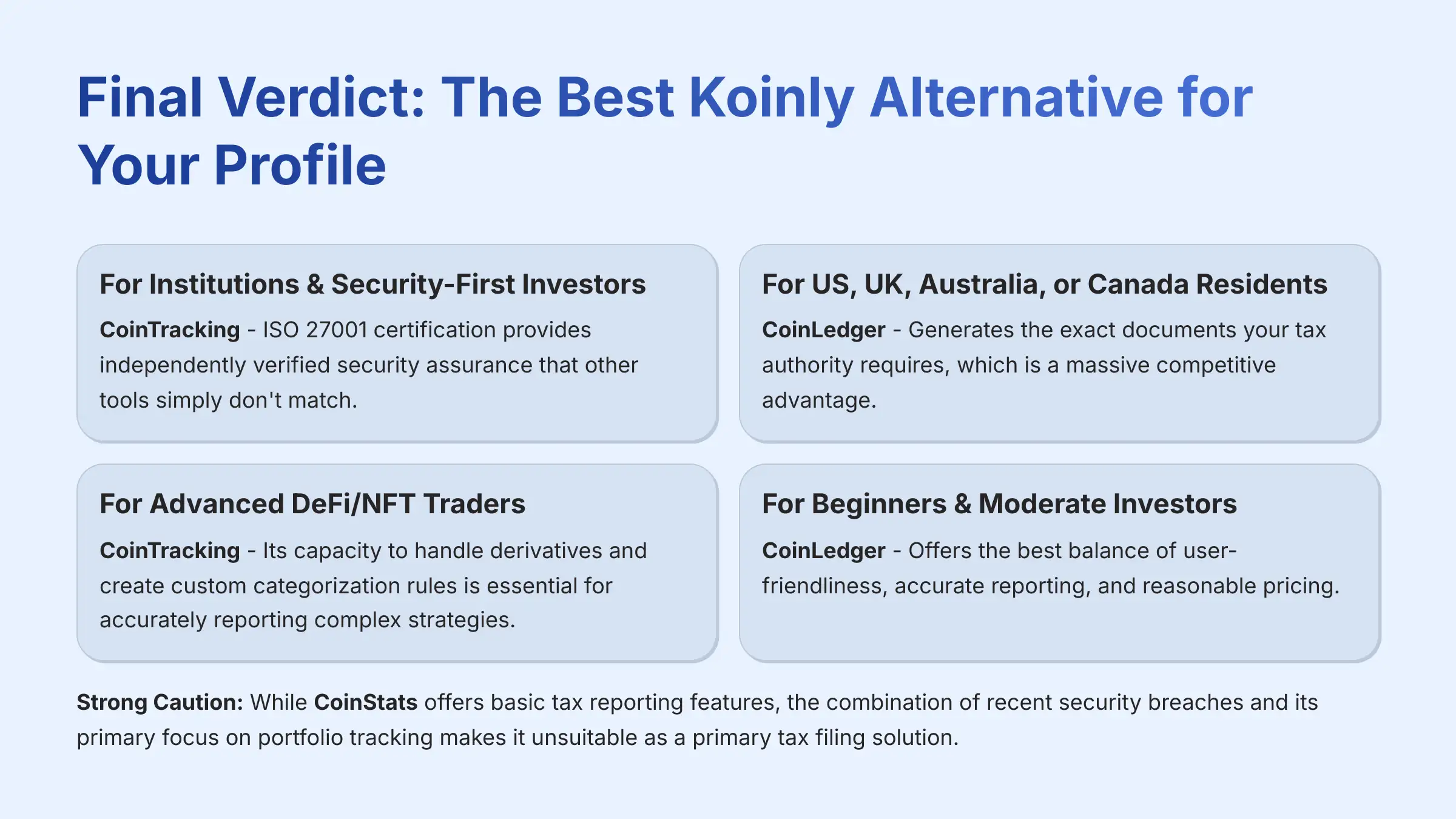 Final Verdict The Best Koinly Alternative for Your Profile