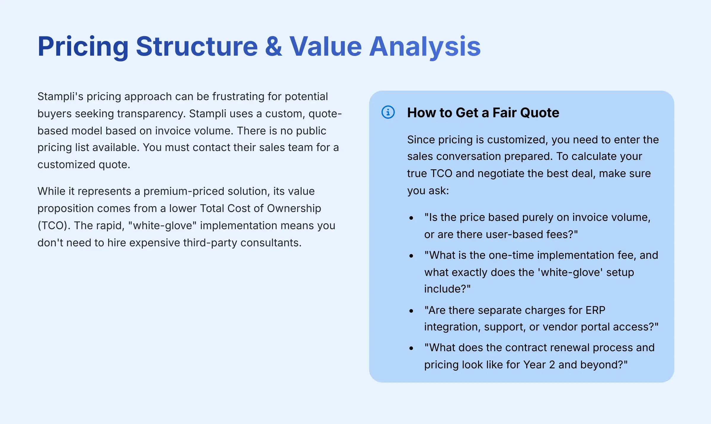 Pricing Structure and Value Analysis