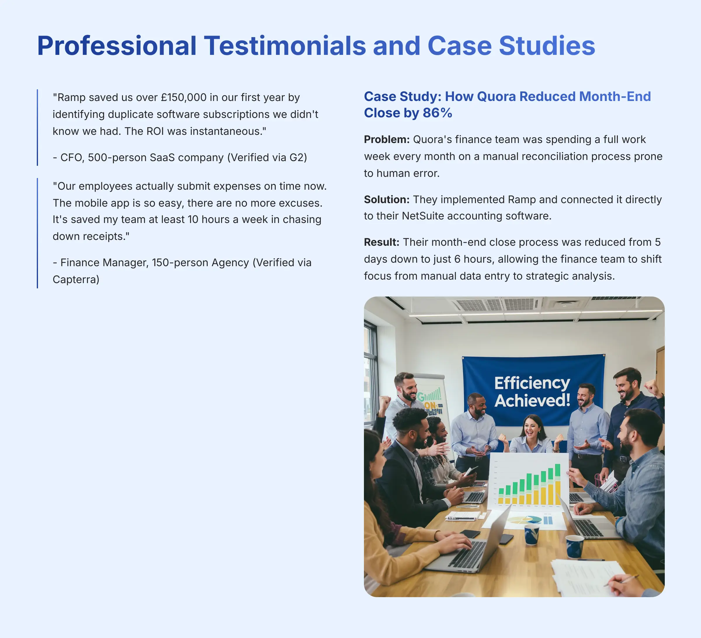 Professional Testimonials and Case Studies