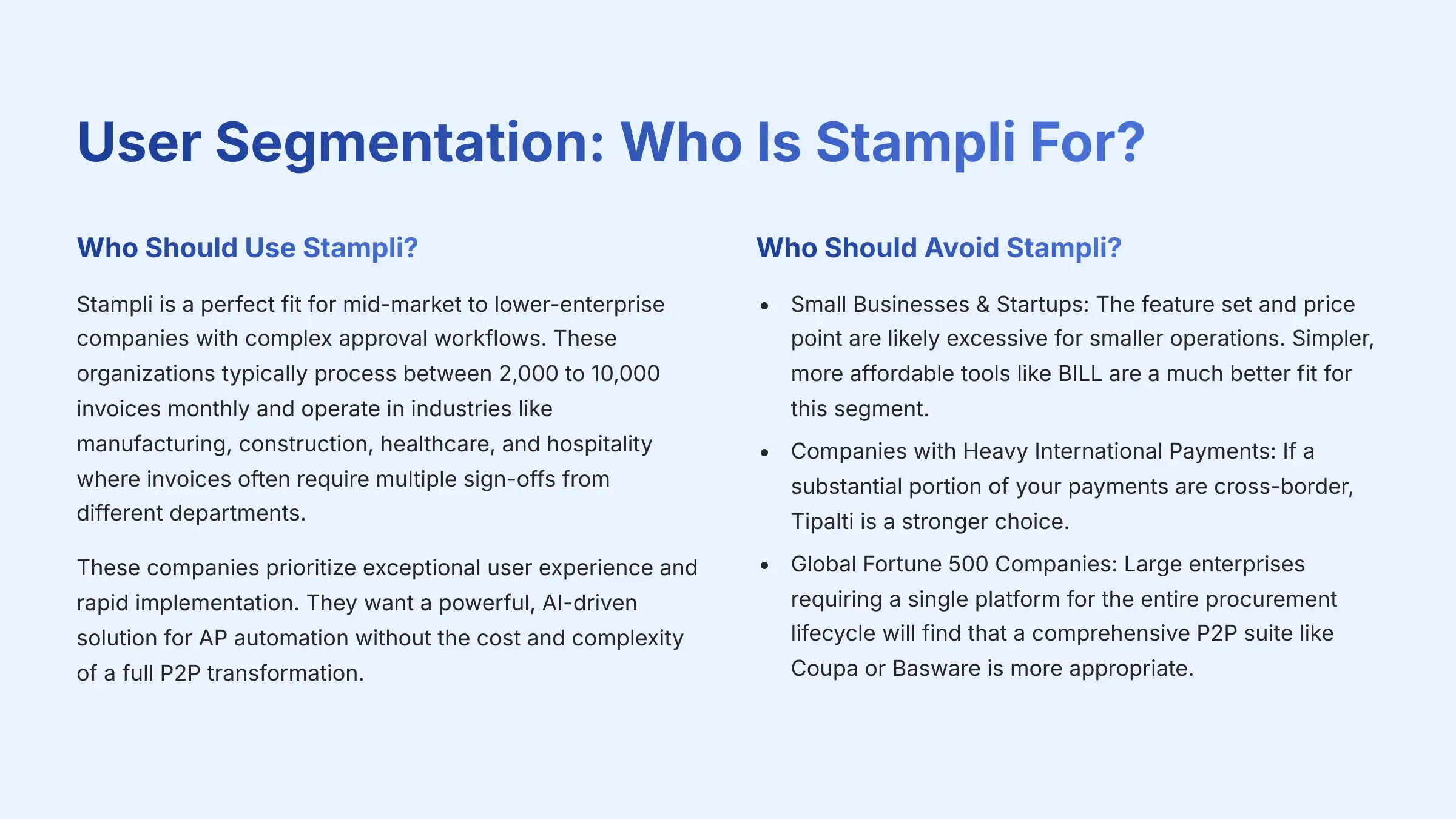 User Segmentation - Who Is Stampli For
