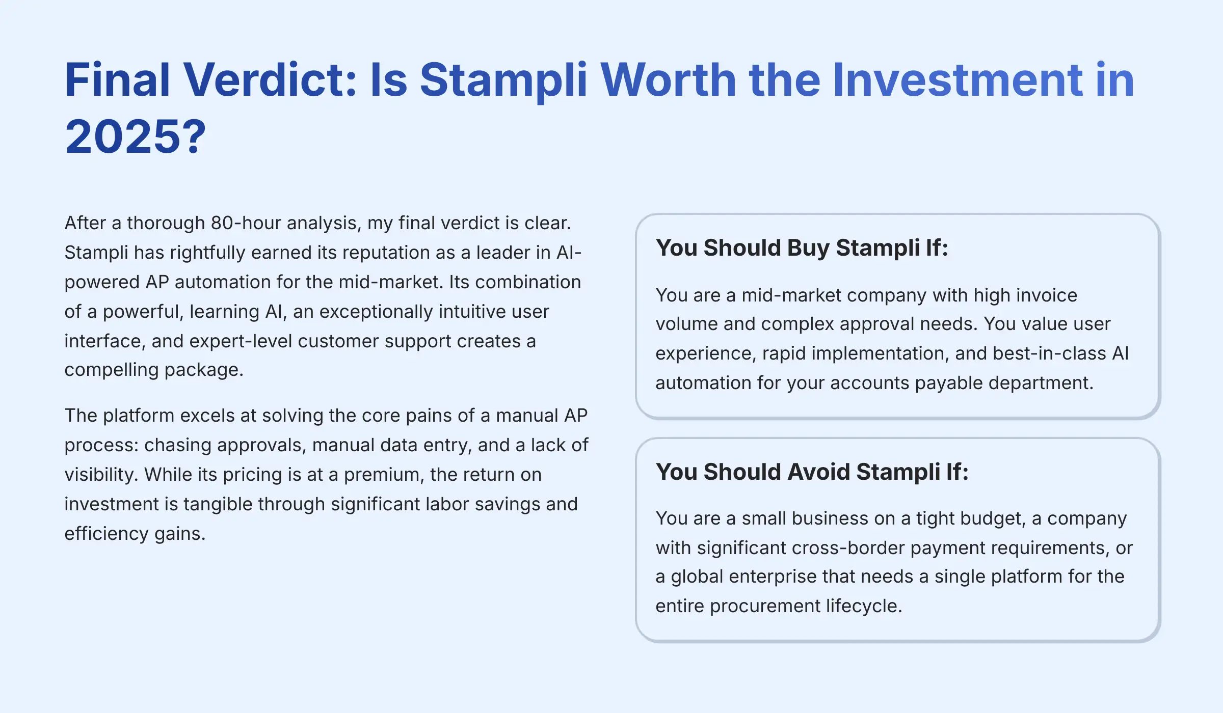 Final Verdict - Is Stampli Worth the Investment in 2025