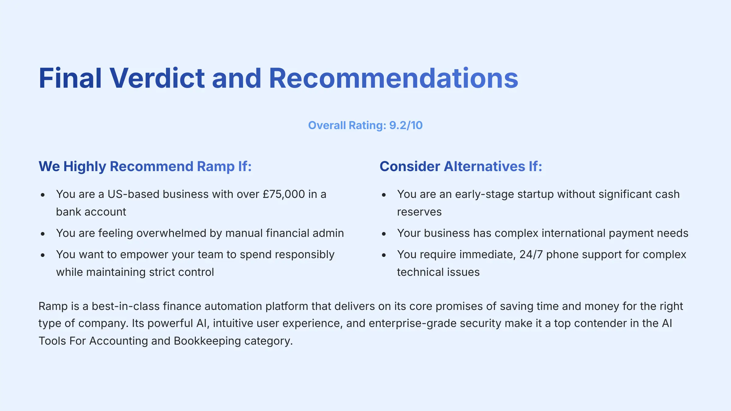 Final Verdict and Recommendations