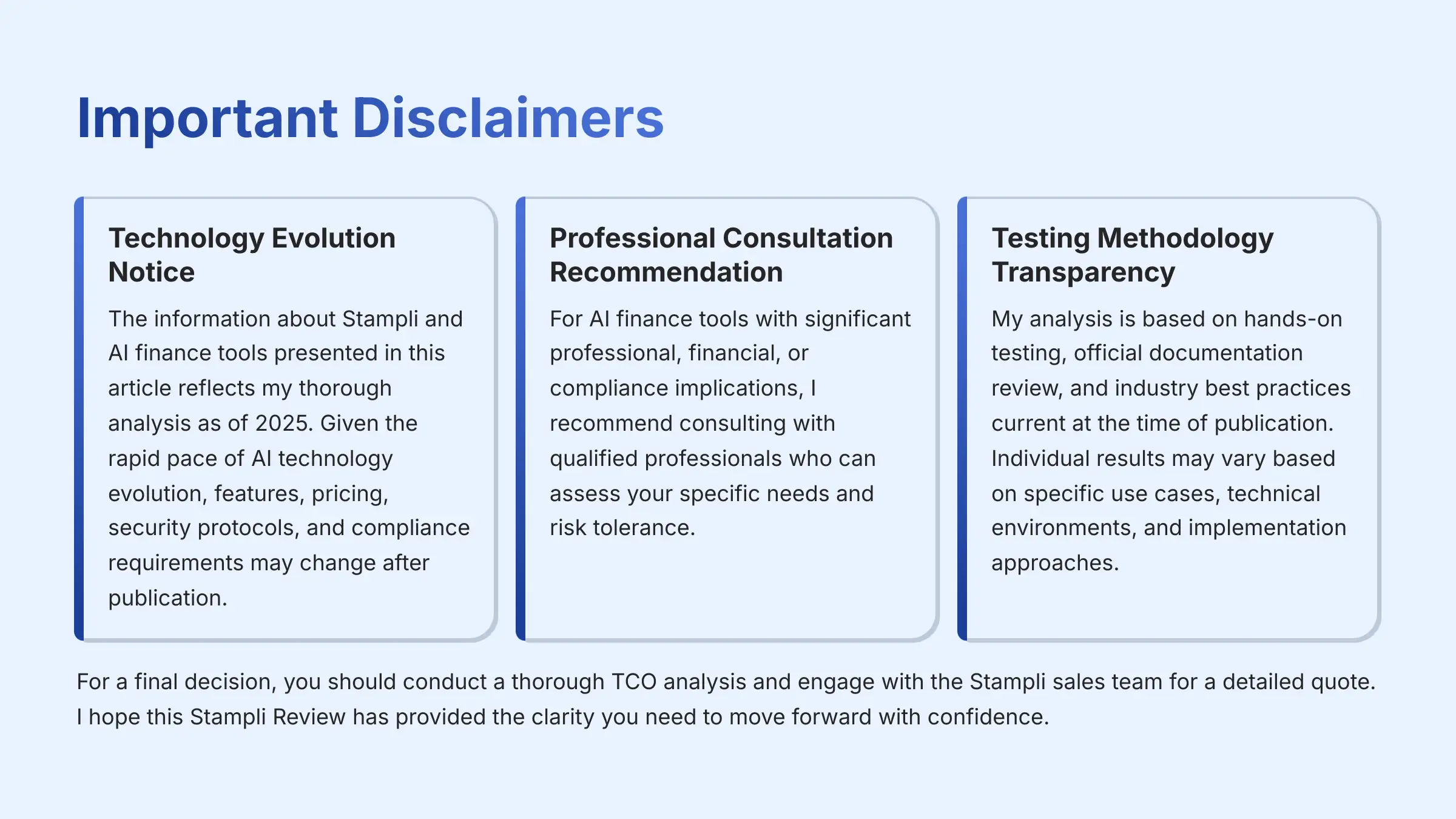 Important Disclaimers