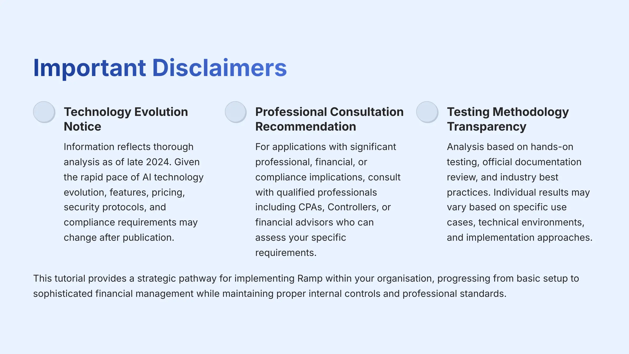 Important Disclaimers