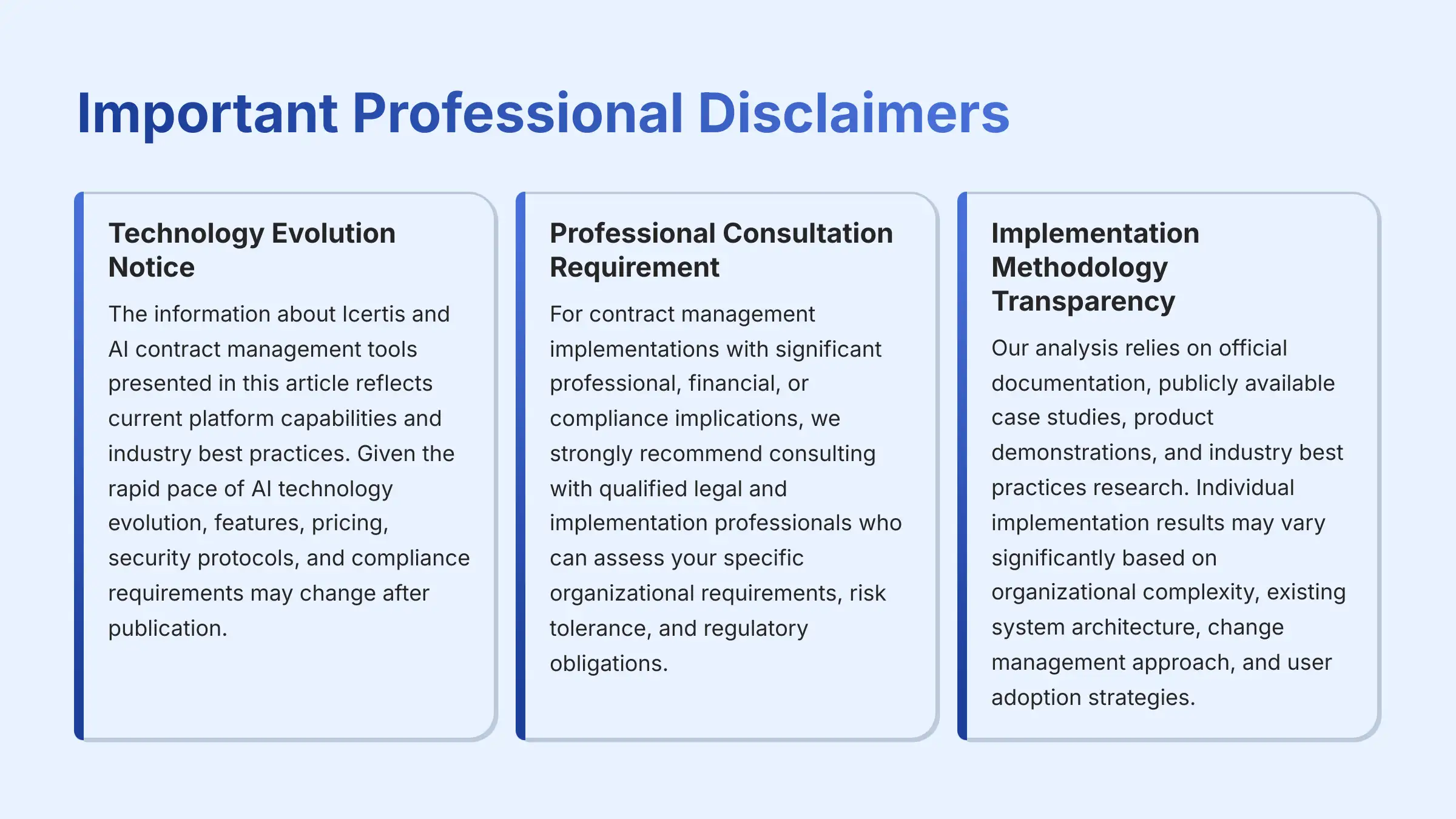Important Professional Disclaimers