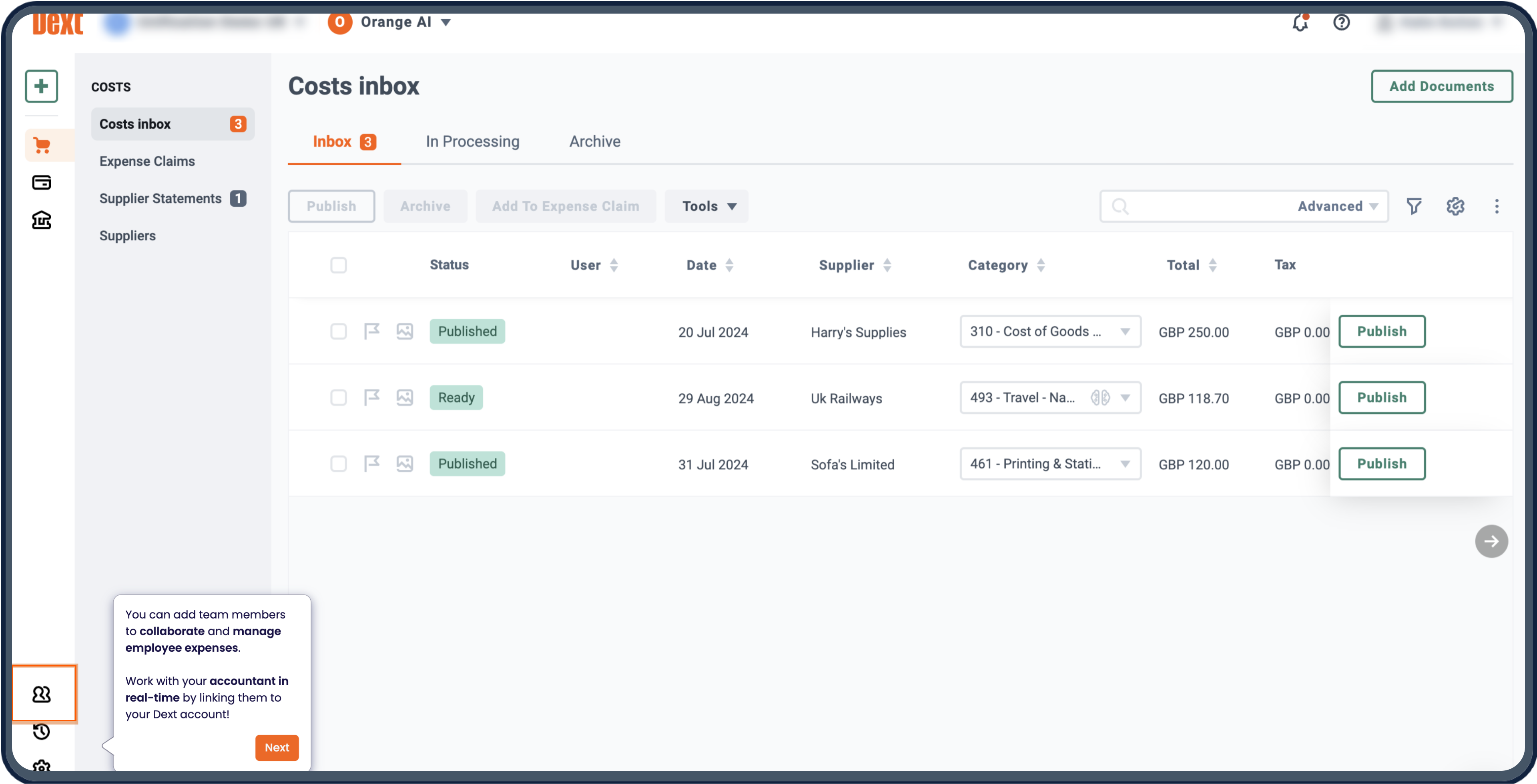 Dext accounting software interface