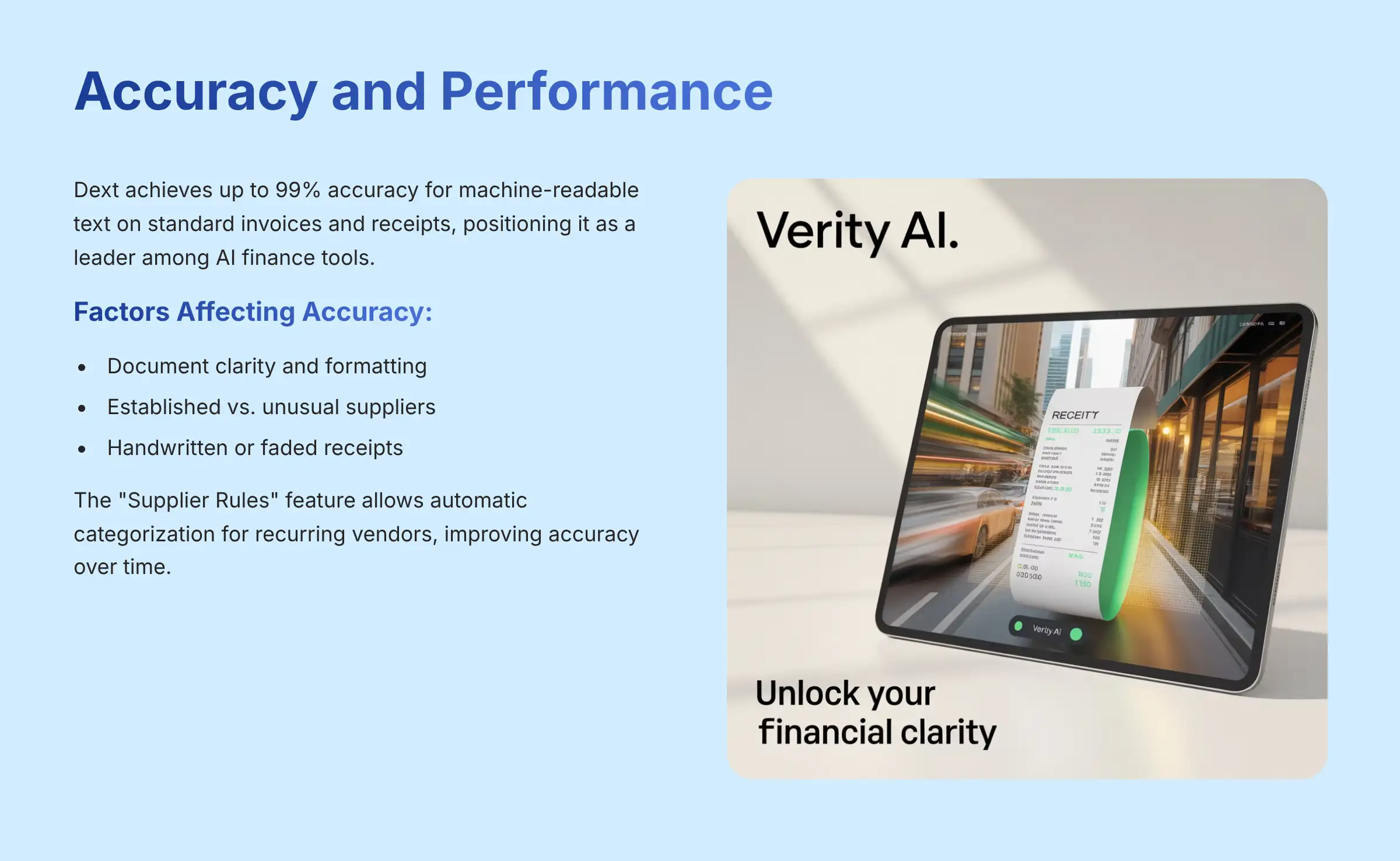 Dext accuracy and performance comparison
