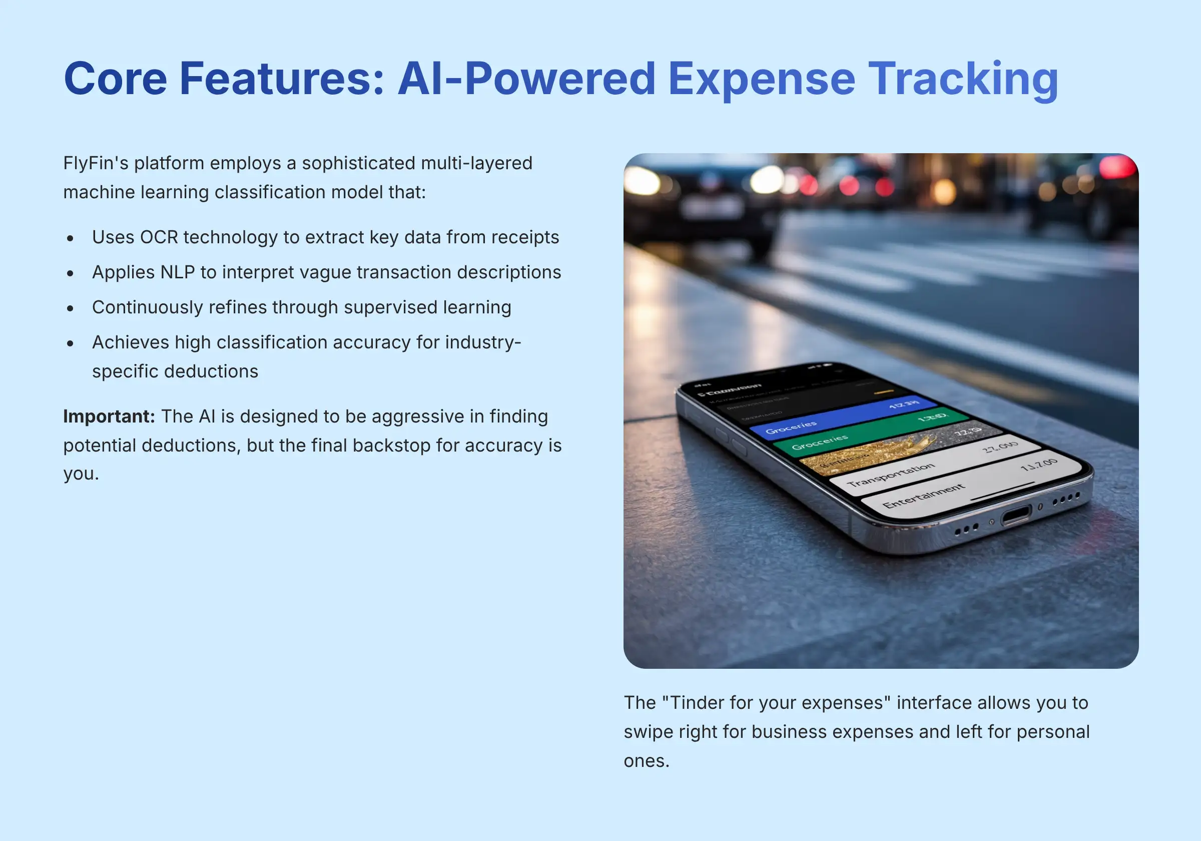 Core Features - AI Powered Expense Tracking