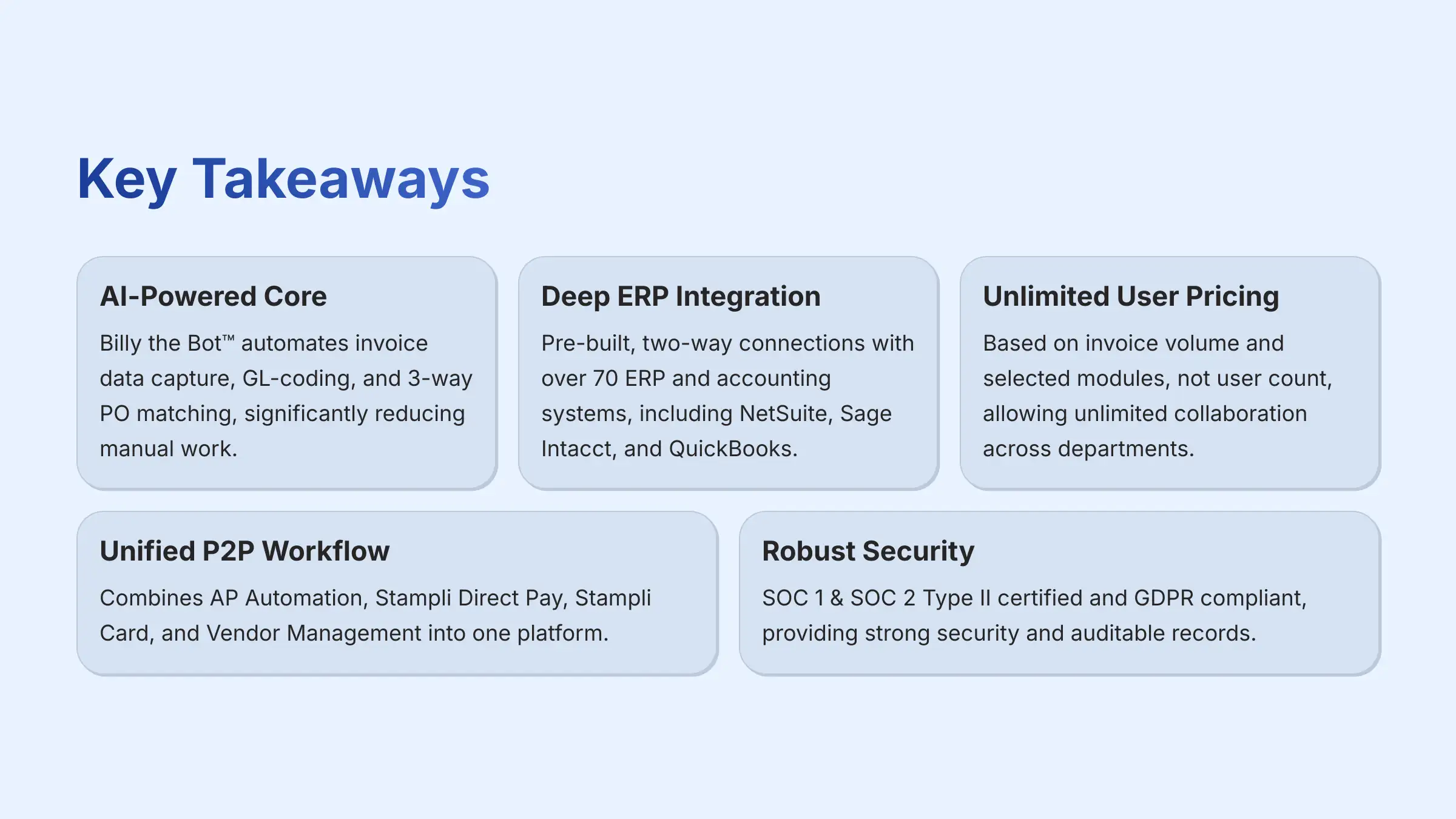 Key Takeaways - Stampli Overview and Features
