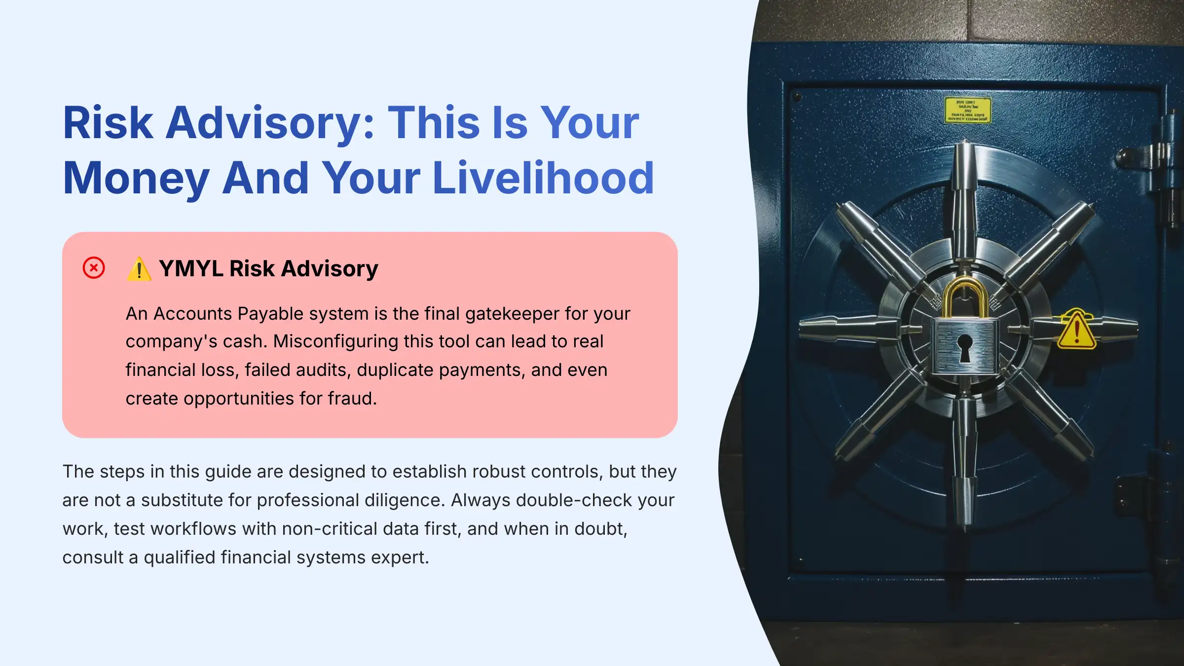 Risk Advisory - This Is Your Money And Your Livelihood