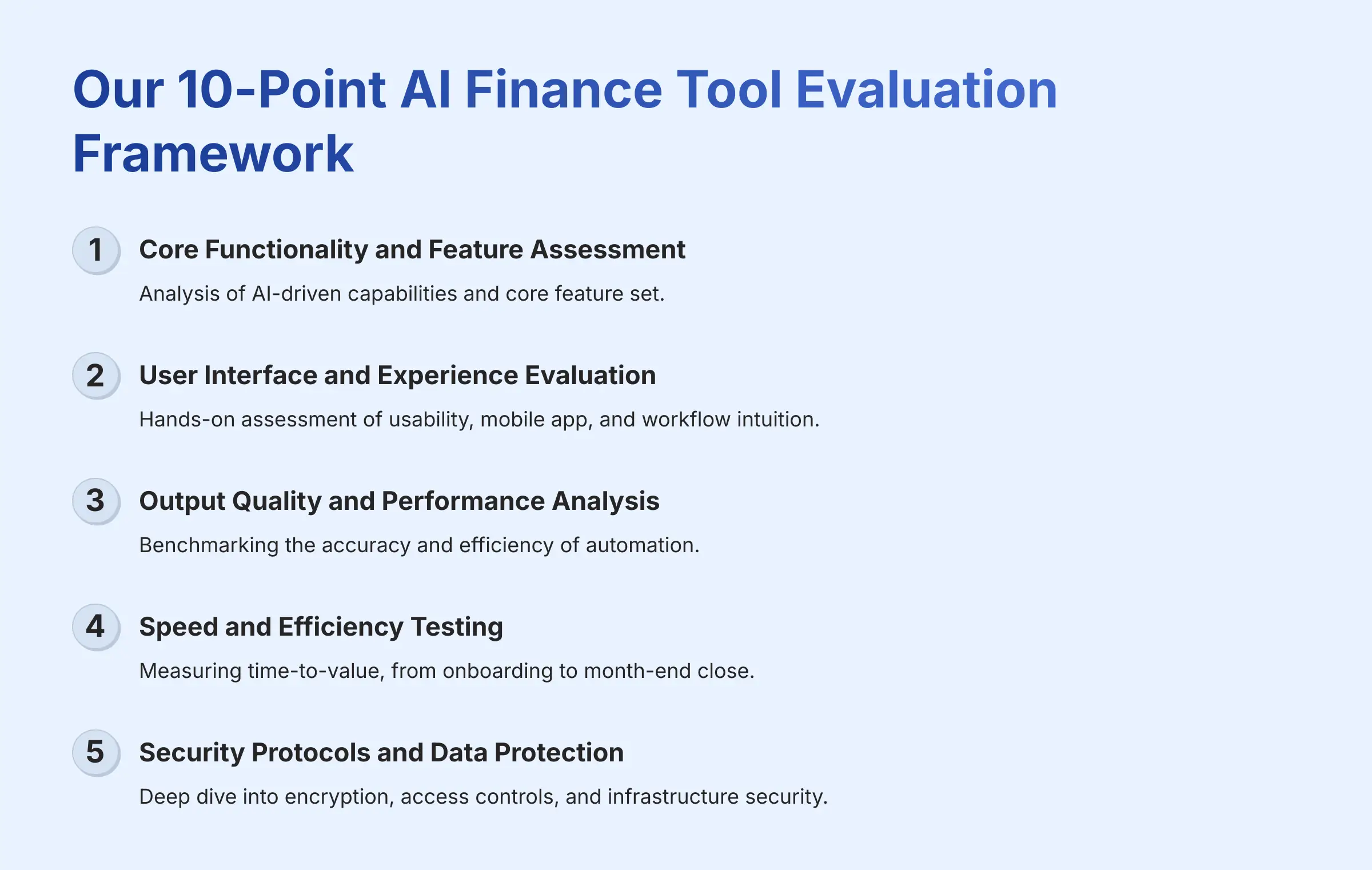 10-Point AI Finance Tool Evaluation Framework