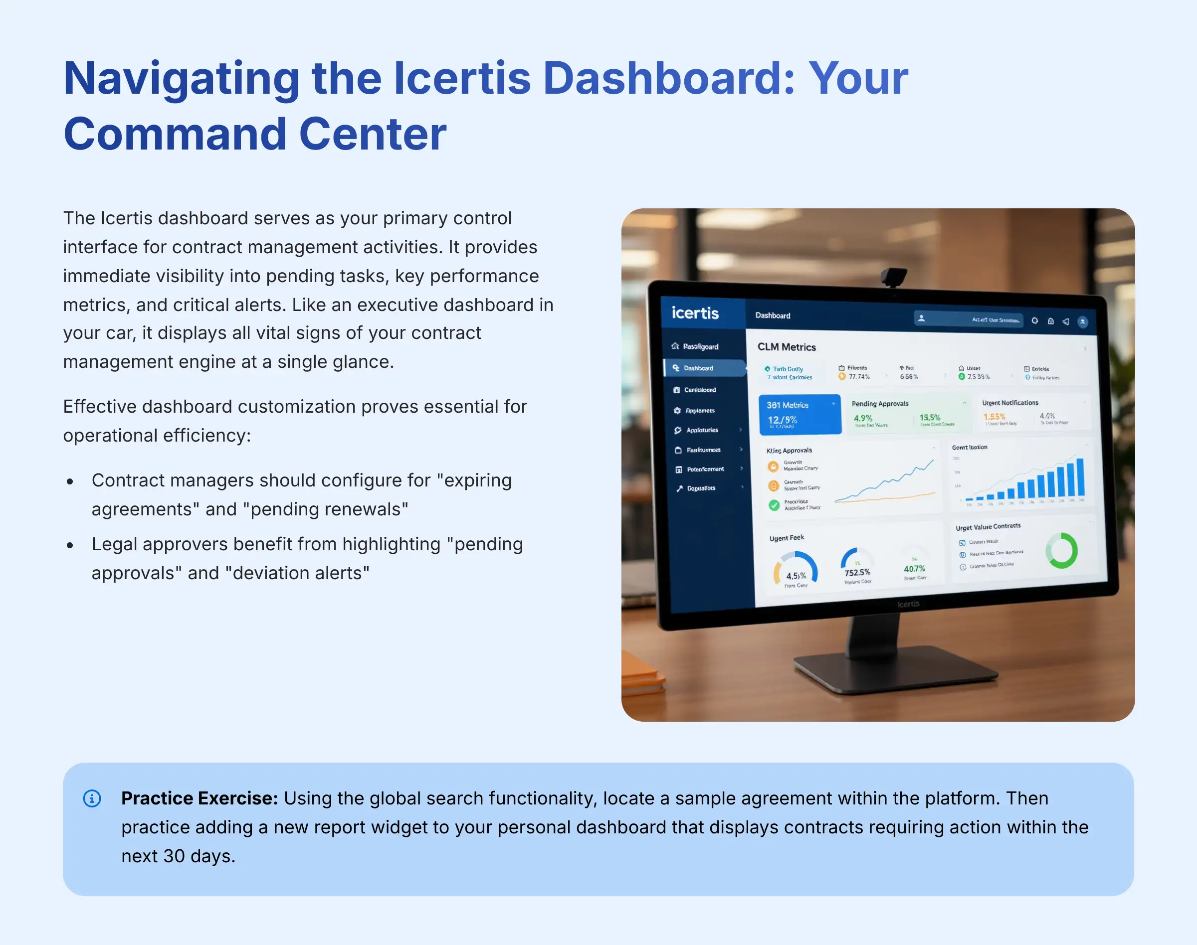 Navigating the Icertis Dashboard