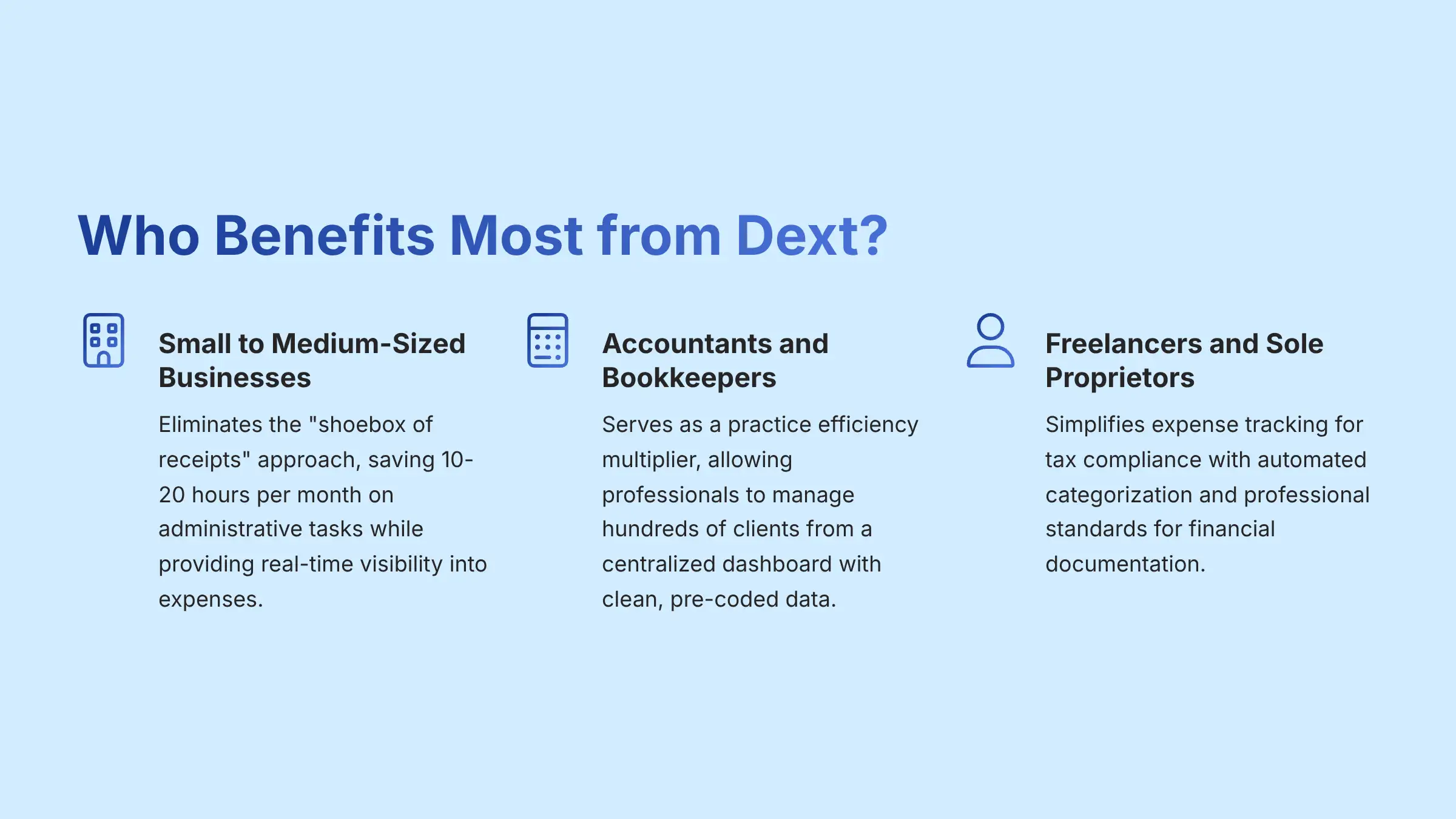 Who benefits most from Dext
