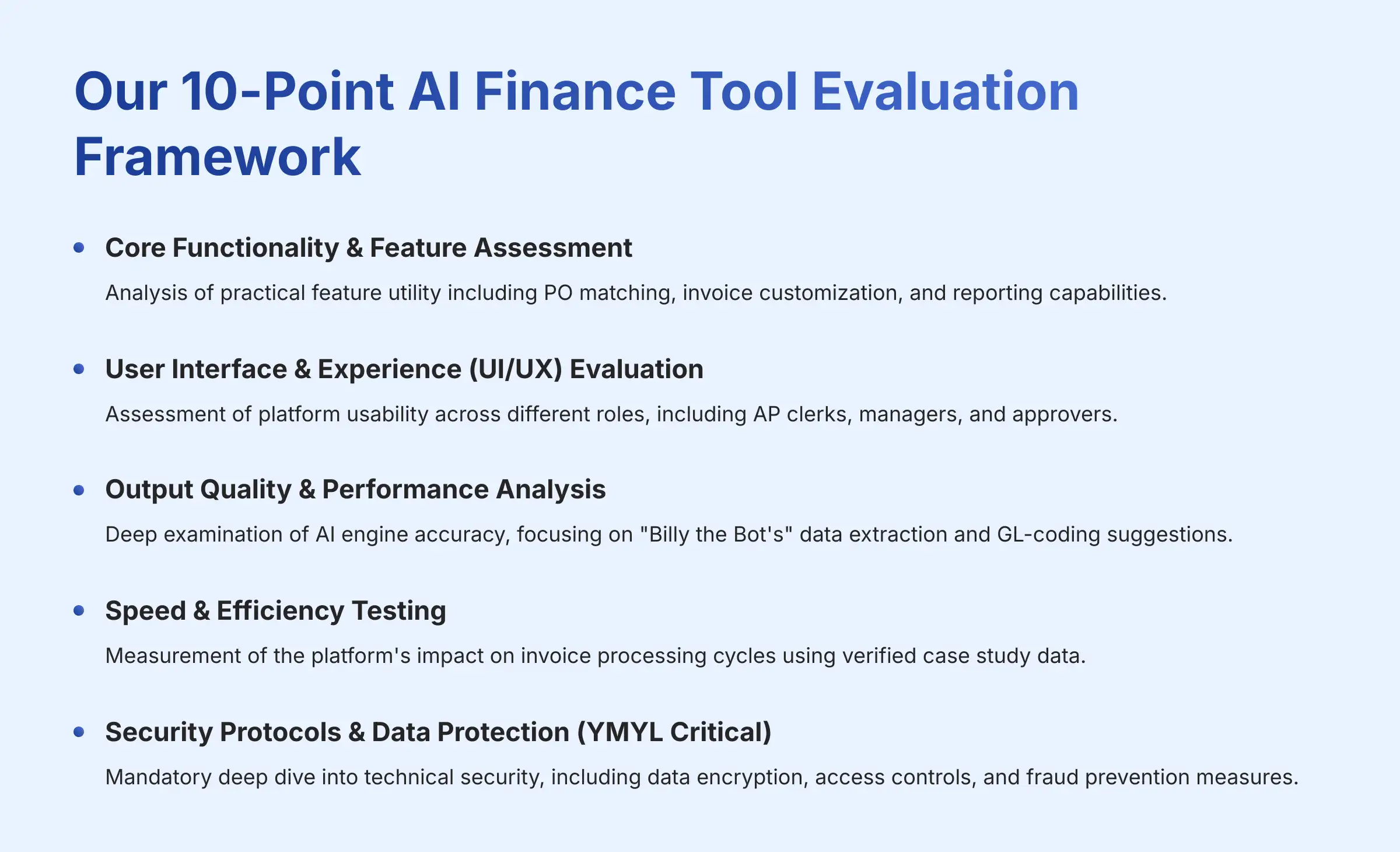 Our 10-Point AI Finance Tool Evaluation Framework