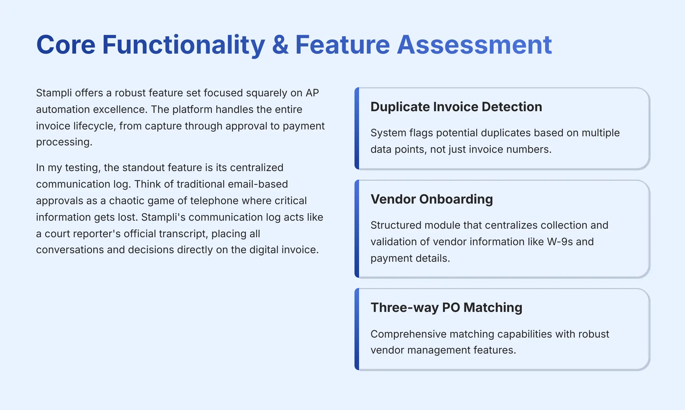 Core Functionality and Feature Assessment