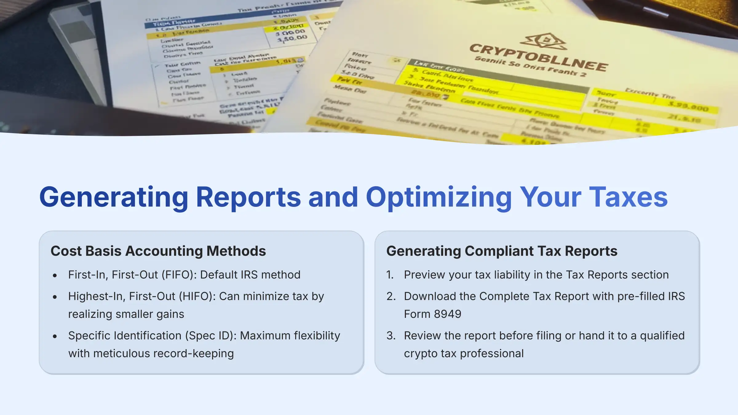 Generating Reports and Optimizing Your Taxes