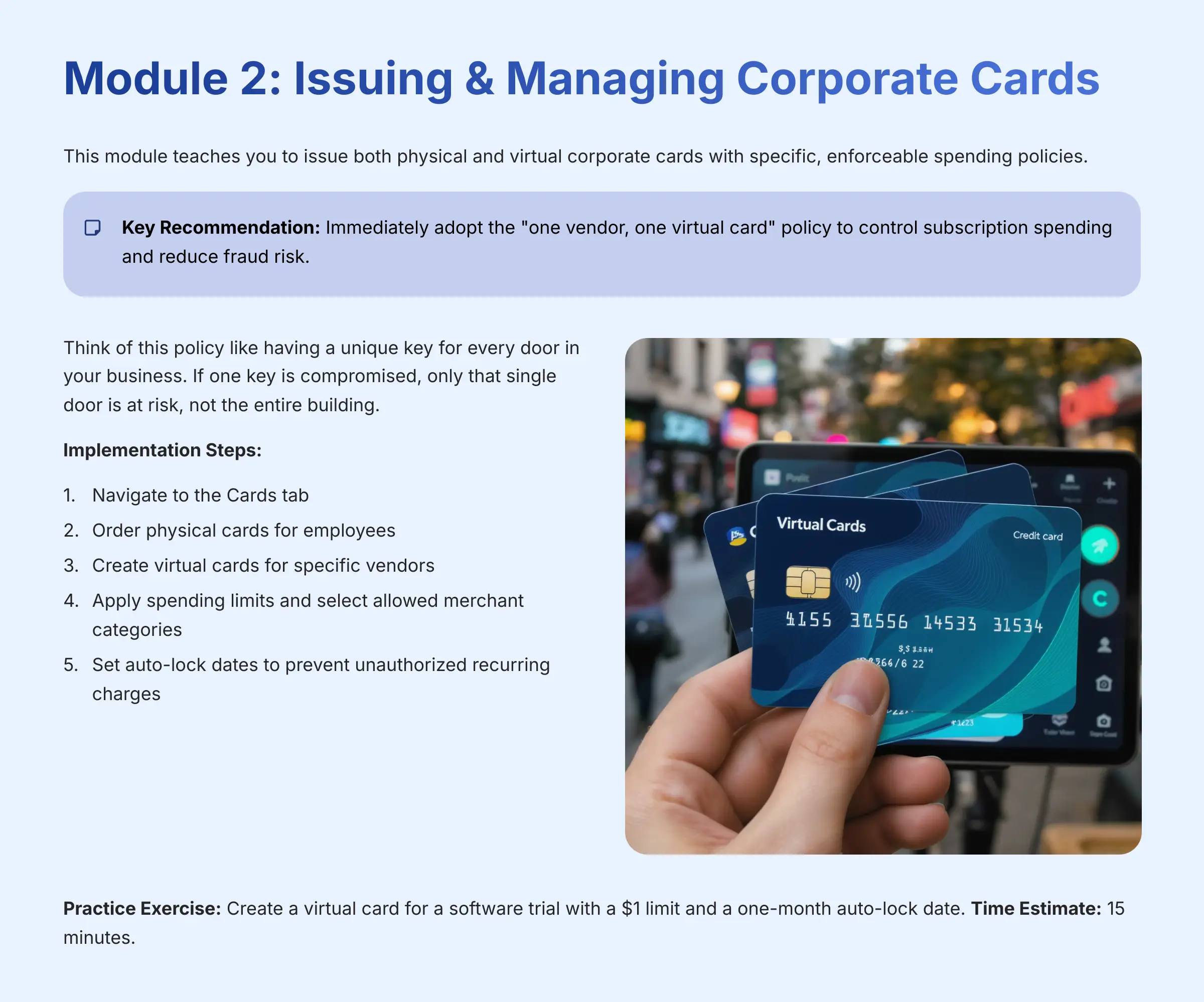 Module 2 Issuing and Managing Corporate Cards