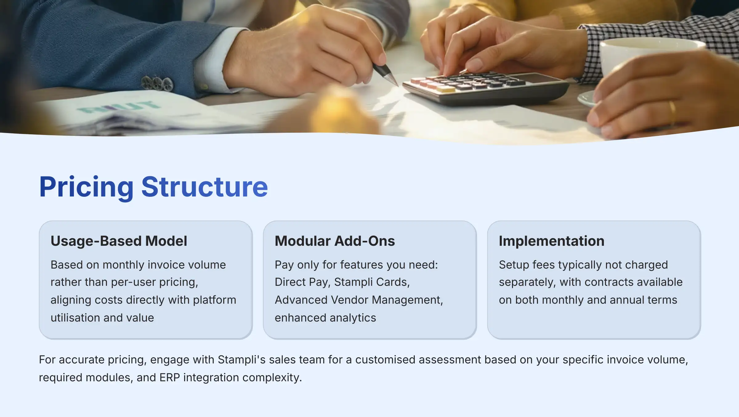 Pricing Structure - Stampli's usage-based subscription model