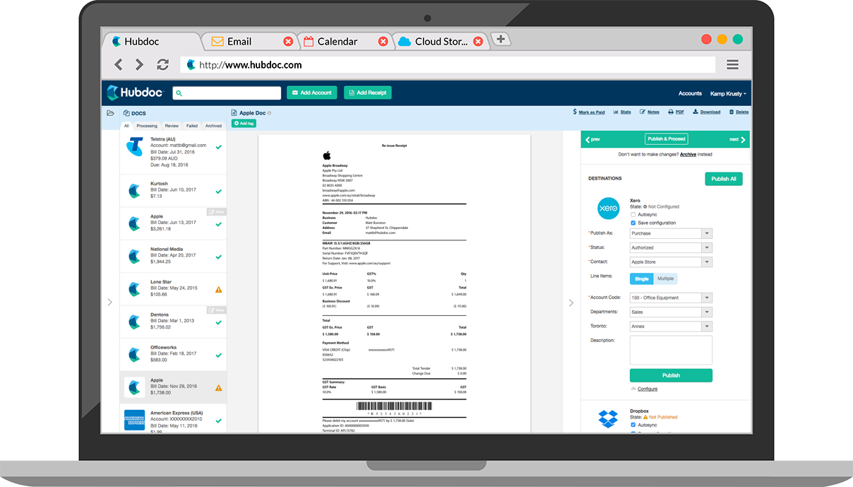 Hubdoc accounting software interface