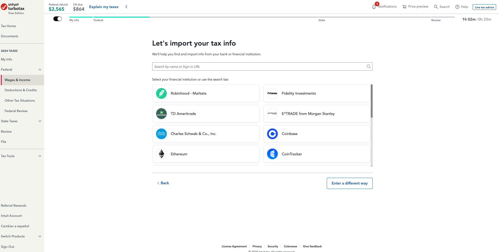TurboTax 2025 Software Interface