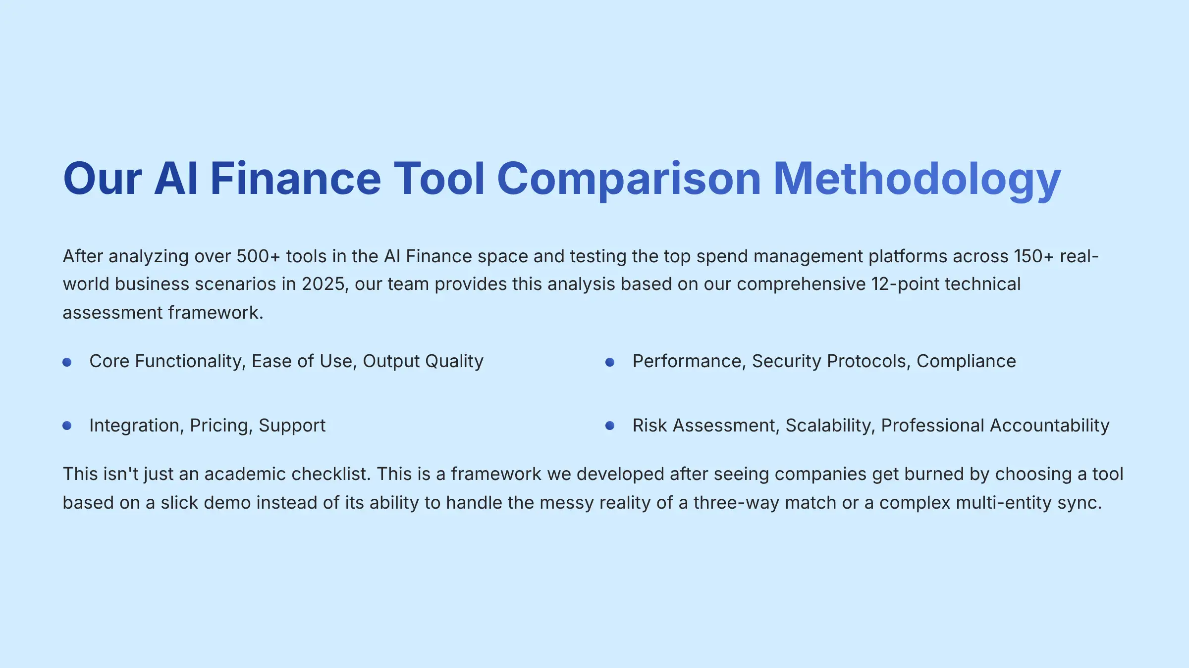 Our AI Finance Tool Comparison Methodology